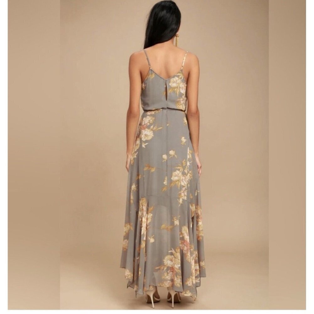 Lulu’s Feeling Freesia Gray Floral Print Maxi Dress Size Small A Sleeveless New - Picture 2 of 8